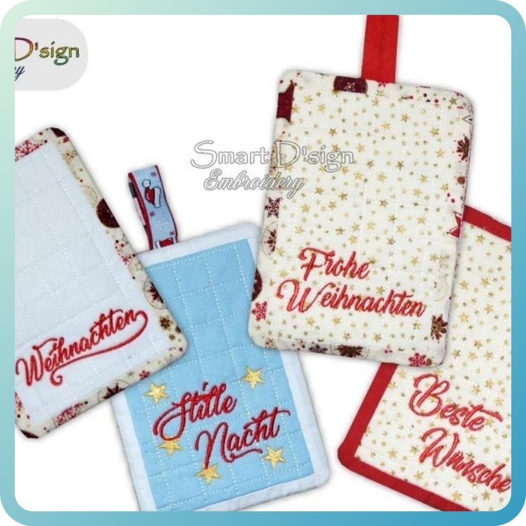 ITH WEIHNACHTSWÜNSCHE PATCHWORK POTHOLDER Set Machine Embroidery Design –  Smart D'sign Embroidery