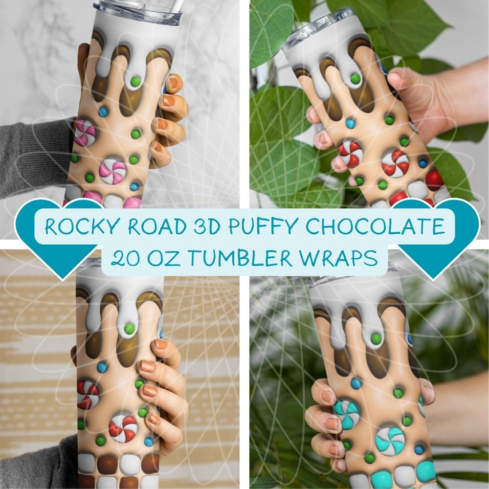 PUFFY ROCKY ROAD Chocolate - SET 1 - 3D Inflated 20 Oz Tumbler Wraps
