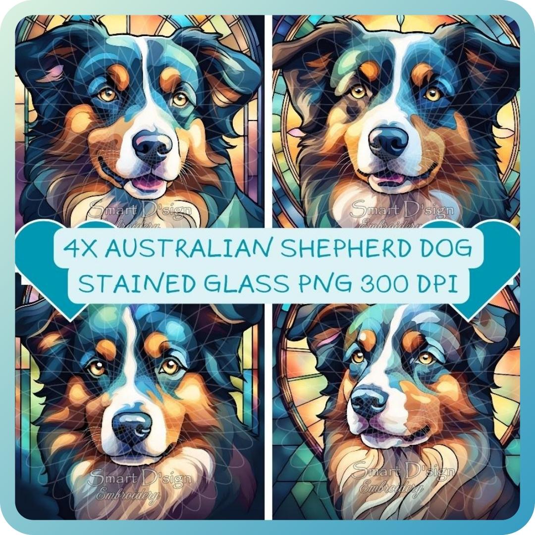 AUSTRALIAN SHEPHERD DOG - STAINED GLASS ARTWORK