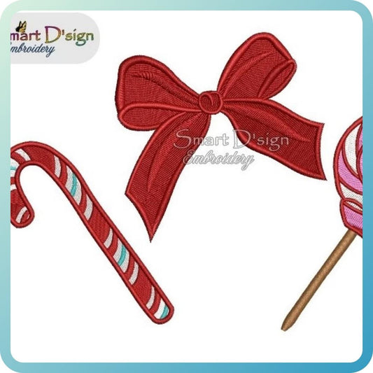 CHRISTMAS CANE, BOW and LOLLIPOP