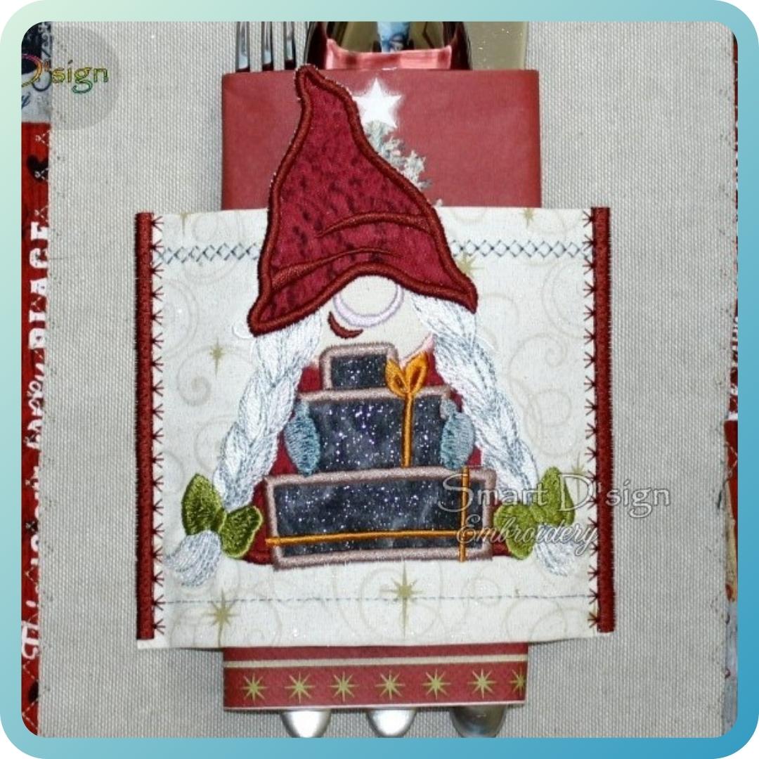 CUTLERY HOLDER ITH - with APPLIQUE GNOME No. 3