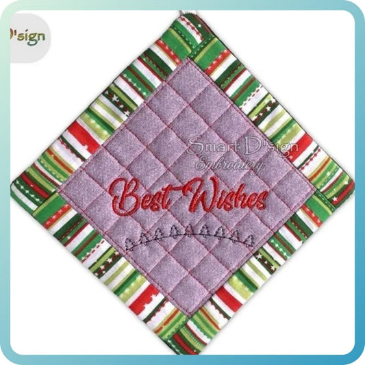 ITH SQUARE PATCHWORK POTHOLDER BEST WISHES