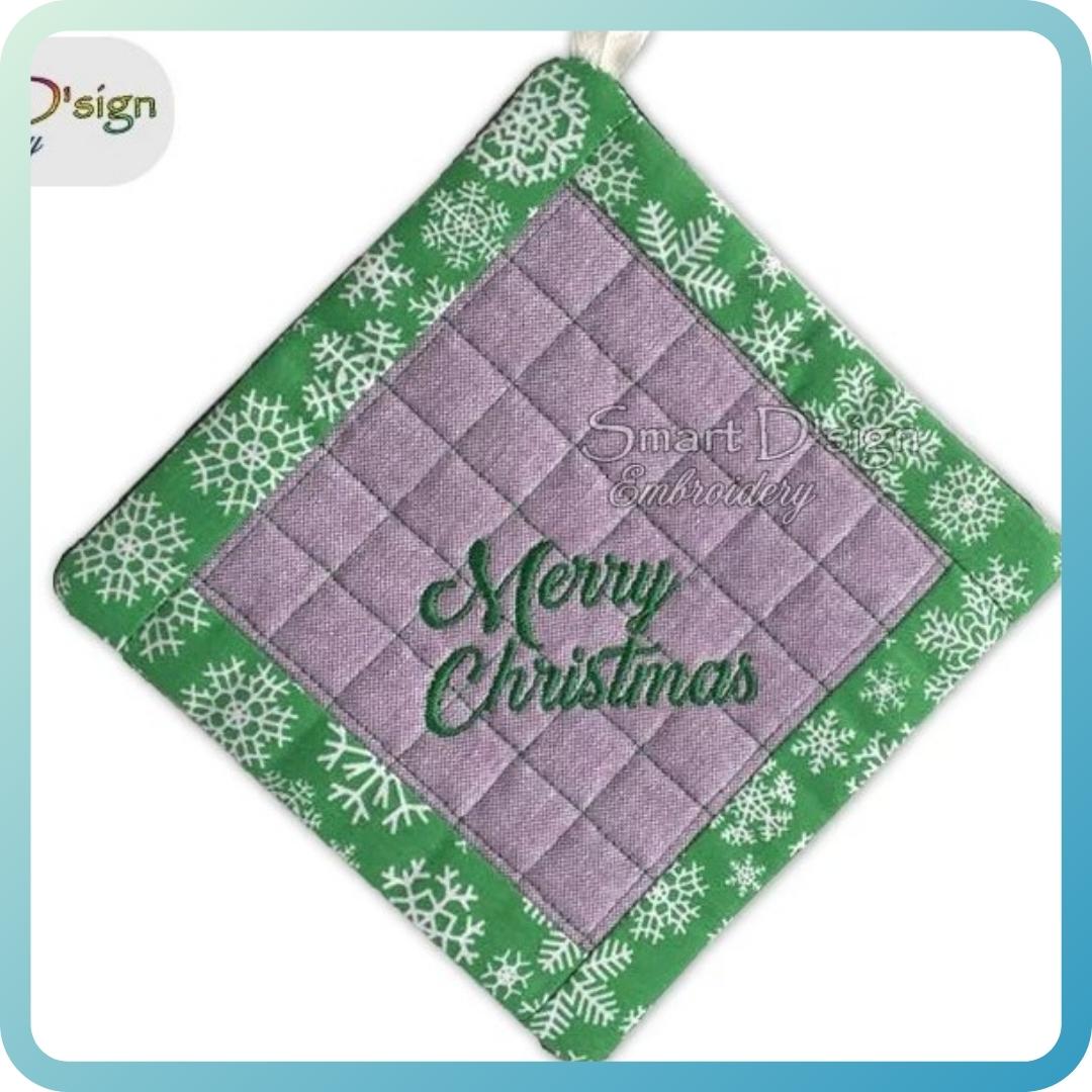 ITH SQUARE PATCHWORK POTHOLDER MERRY CHRISTMAS