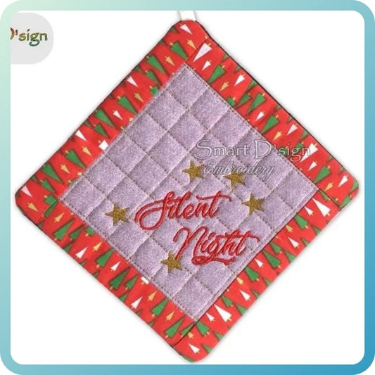ITH SQUARE PATCHWORK POTHOLDER SILENT NIGHT
