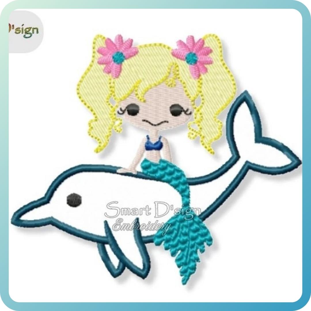 MERMAID with DOLPHIN APPLIQUE