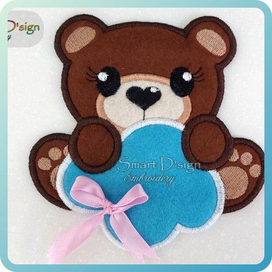 ITH TEDDY WITH CLOUD - Puff Applique