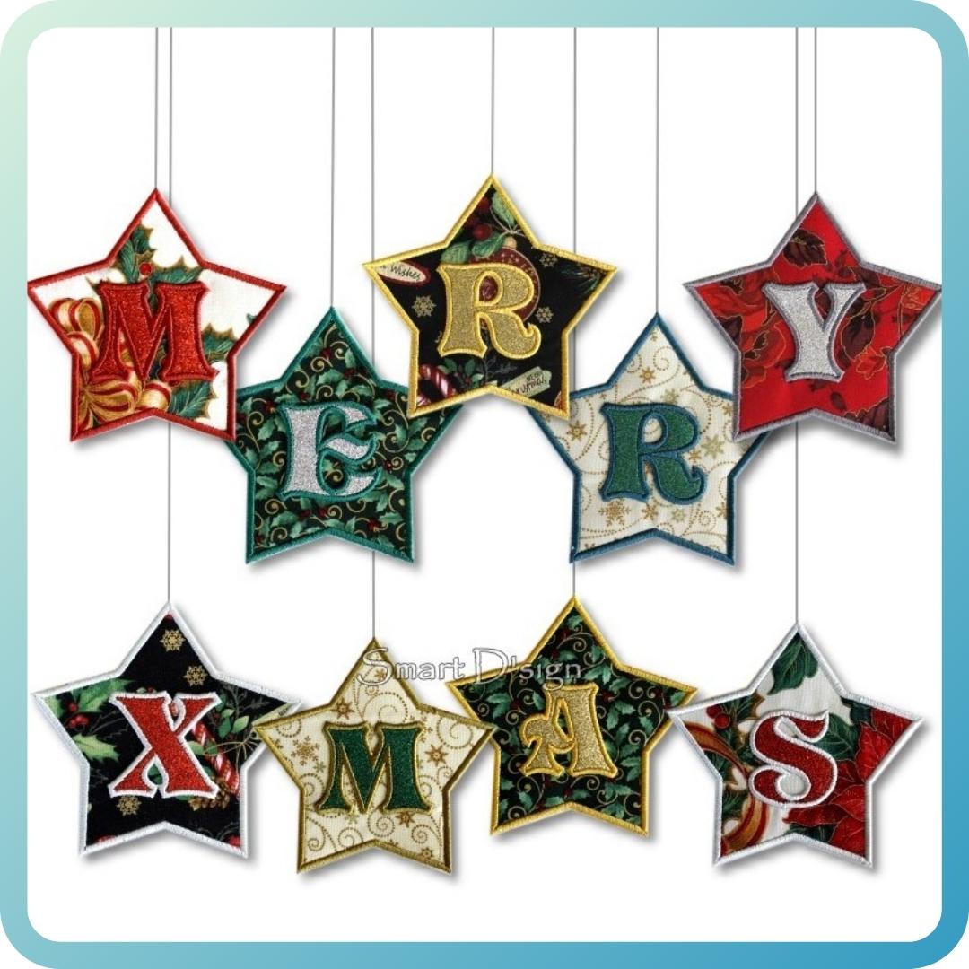 CHRISTMAS STAR APPLIQUE BUNTING 26 Letters