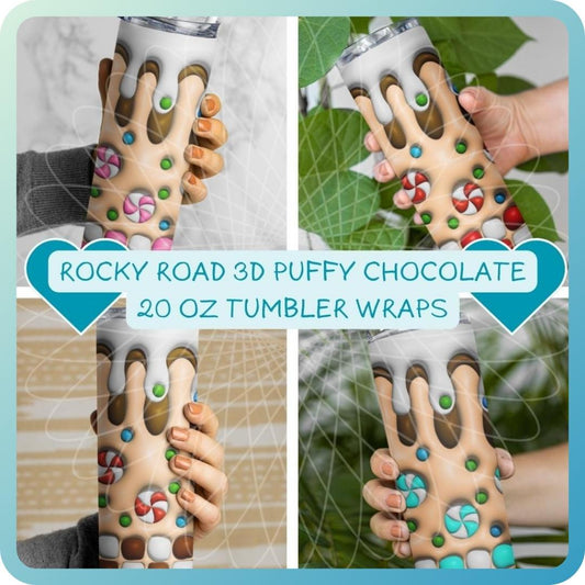 PUFFY ROCKY ROAD SCHOKOLADE - Set 1 - 3D Optik 20oz Tumbler Wraps