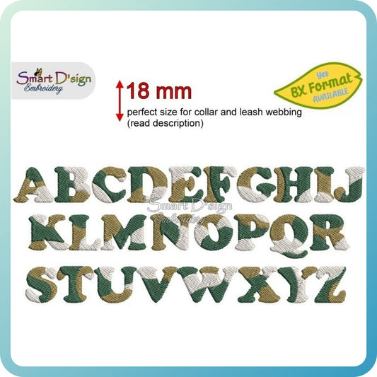 CAMOUFLAGE ALPHABET 1.8 cm - Embroidery Font & BX Font