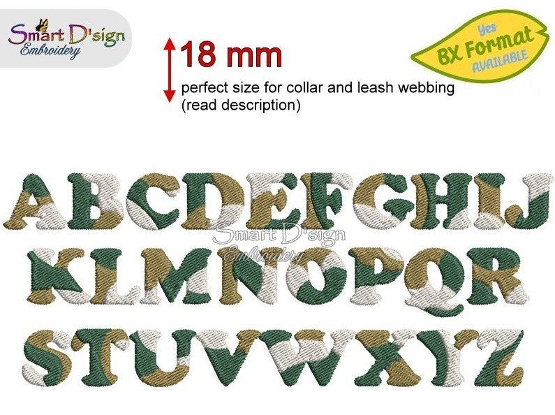 CAMOUFLAGE ALPHABET 1.8 cm - Embroidery Font & BX Font