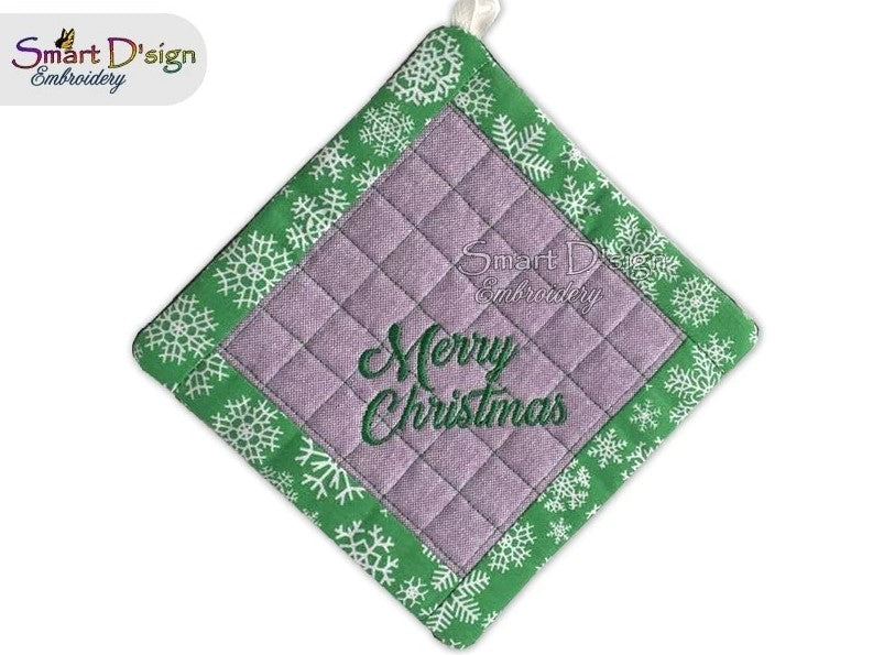 ITH SQUARE PATCHWORK POTHOLDER MERRY CHRISTMAS