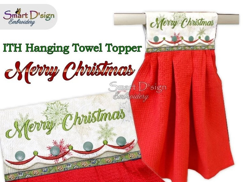 ITH Hanging Towel Topper MERRY CHRISTMAS