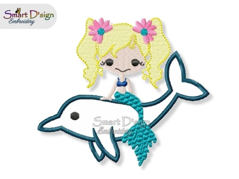 MERMAID with DOLPHIN APPLIQUE