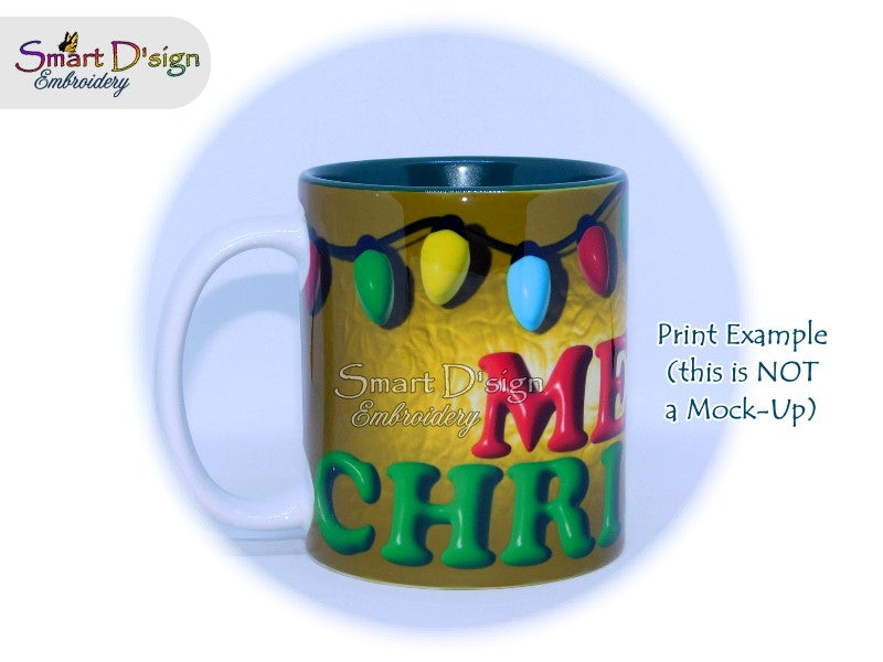 GOLDEN MERRY CHRISTMAS - 3D Impression 11 Oz Mug Wrap