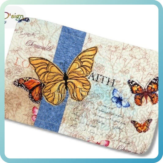 ITH PATCHWORK MUG RUG - BUTTERFLY Raw Applique
