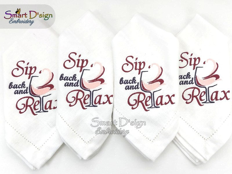 SIP BACK AND RELAX - Kitchen Towel Wine Saying