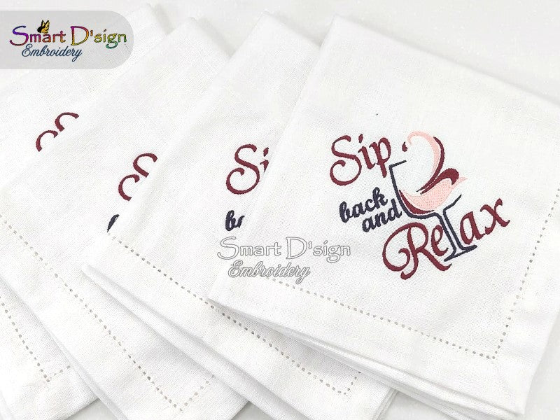 SIP BACK AND RELAX - Kitchen Towel Wine Saying