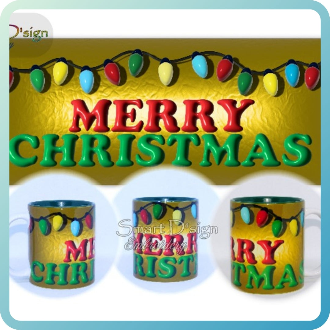 GOLDEN MERRY CHRISTMAS - 3D Impression 11 Oz Mug Wrap