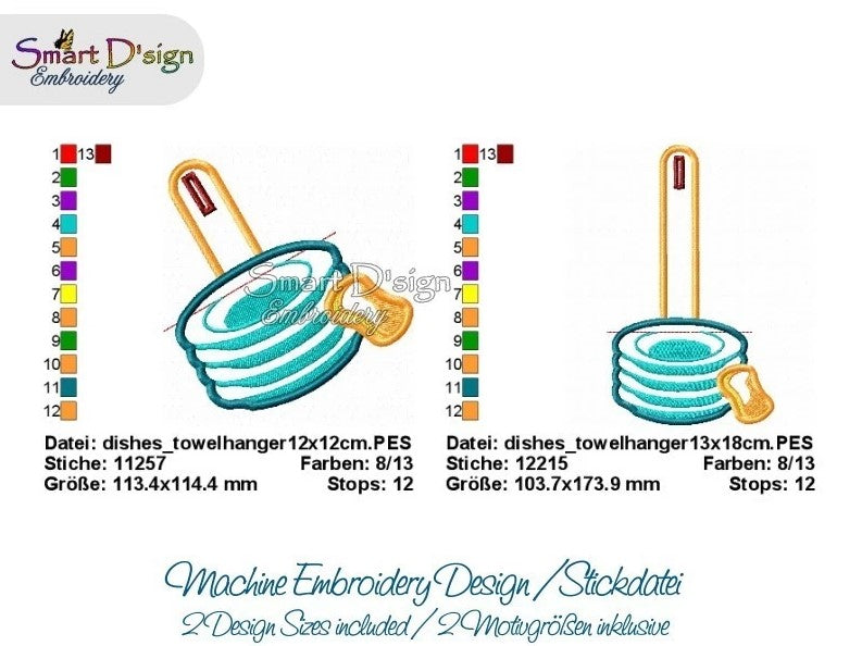 DISHES PLATES - ITH Towel Hanger 2 Sizes Pack