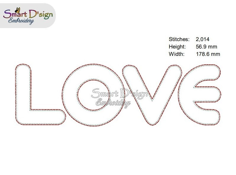 LOVE - TRAPUNTO 3D Embossed FOAM Embroidery