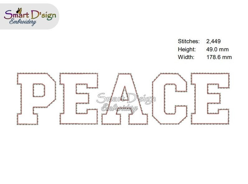PEACE - TRAPUNTO 3D Embossed FOAM Embroidery