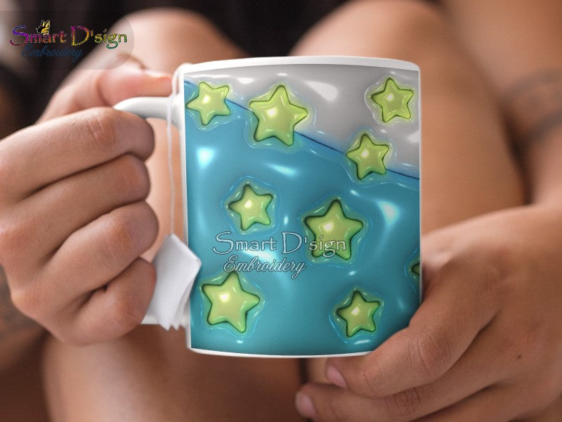 PUFFY 3D STARS - 3D Inflated 11 Oz Mug Wrap