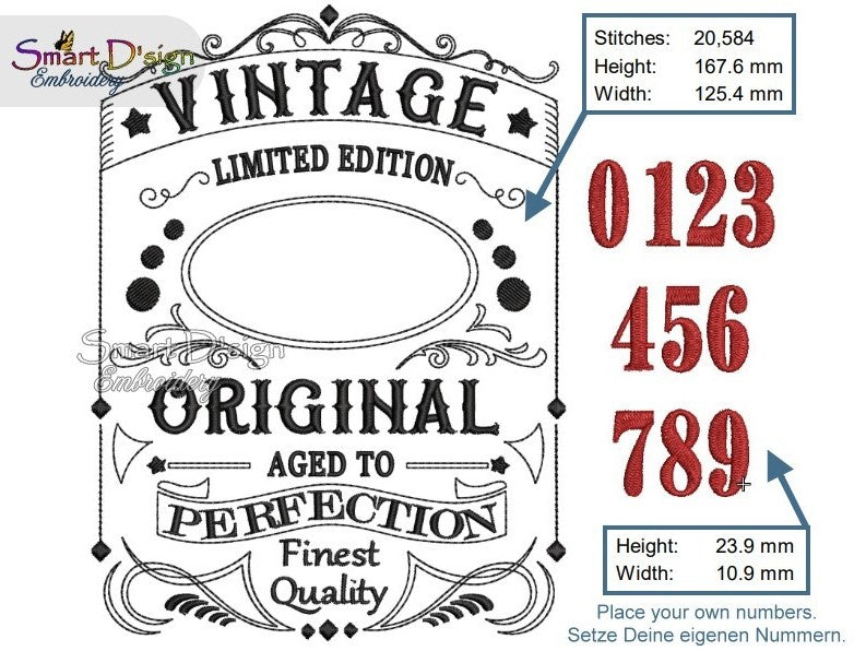 VINTAGE BIRTHDAY LABEL with Numbers